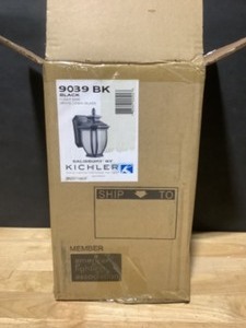 KICHLER Salisbury 1-Light Black Outdoor Wall Mount Sconce with Clear Seeded Glass. See Pictures
