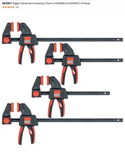 Bessey Trigger Clamp Set Containing 2 Each of EHKM06 and EHKM12 (4-Piece). See Pictures