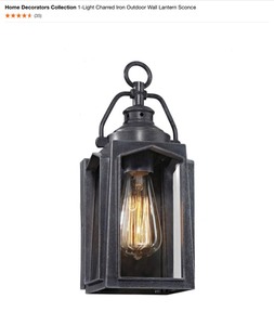 Home Decorators Collection 1-Light Charred Iron Outdoor Wall Lantern Sconce. See Pictures