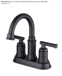 Glacier Bay Oswell 4 in. Centerset 2-Handle High-Arc Bathroom Faucet in Matte Black. See Pictures