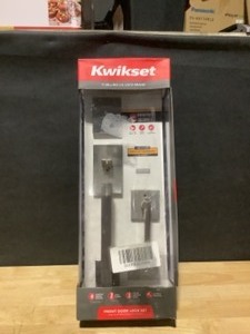 Kwikset San Clemente Low Profile Satin Nickel Single Cylinder Entry Door Handleset w Halifax Door Lever feat SmartKey Security. See Pictures