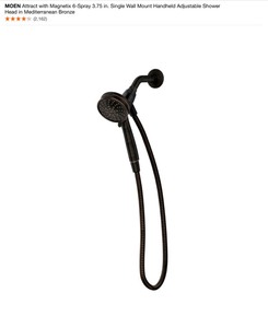 MOEN Attract with Magnetix 6-Spray 3.75 in. Single Wall Mount Handheld Adjustable Shower Head in Mediterranean Bronze. See Pictures