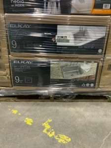 Pallet of Elkay Sinks, Glacier Bay Shower Bases, Shower System & More Various Conditions. See Pictures