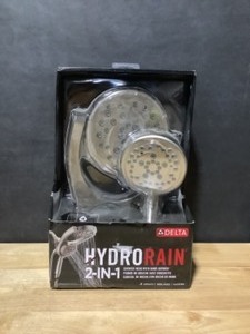 Delta HydroRain Two-in-One 4-Spray Patterns 6 in. Wall Mount Dual Shower Heads with Magnatite in SpotShield Brushed Nickel. See Pictures
