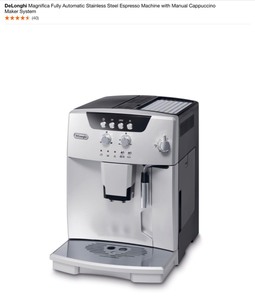 DeLonghi Magnifica Fully Automatic Stainless Steel Espresso Machine with Manual Cappuccino Maker System. See Pictures