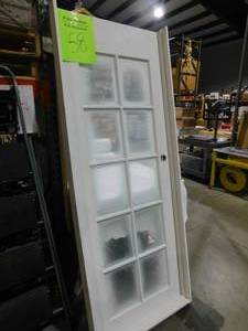 lot 58 image: 30 in. x 80 in. Shaker 10-Lite Primed Right-Hand Low-E Glass MDF Wood Clear Composite Single Prehung Interior Door