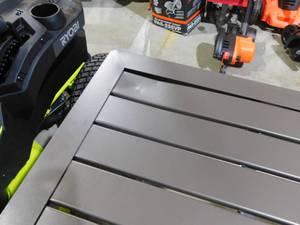 lot 85 image: StyleWell 42 in. Mix and Match Brown Square Steel Outdoor Patio Dining Table with Slat Top
