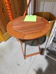 lot 96 image: Meranti Wood Folding Round Bistro Table