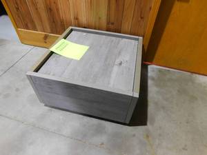 lot 97 image: SAUDER Manhattan Gate 32 in. Mystic Oak Medium Square Composite Coffee Table with Drawers