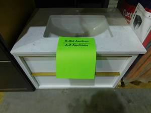 lot 112 image: Morgan 30 in. Bath Vanity in White with Composite Stone Top in Carrara White with White Basin