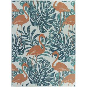 lot 87 image: Coral Flamingos 5 ft. x 7 ft. IndoorOutdoor Area Rug