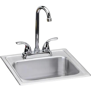 lot 128 image: 20 Gauge Stainless Steel 15 in. 2-Hole Drop-in Bar Sink
