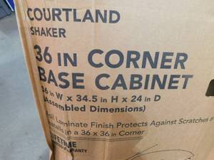 lot 46 image: Courtland Shaker Assembled 30 in. x 34.5 in. x 30 in. Stock Lazy Susan Corner Base Left Kitchen Cabinet in Sterling Gray