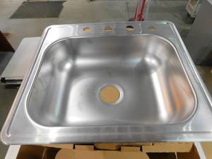 lot 118 image: Glacier Bay Drop-In Stainless Steel 25 in. 4-Hole Single Bowl Kitchen Sink