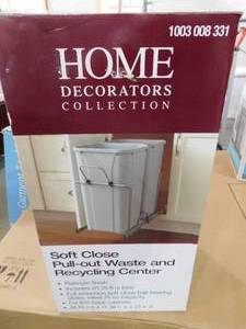 lot 60 image: 22.5 in. x 13.5 in. x 11.75 in. In Cabinet Pull Out Soft-Close 27 Qt. Trash Can