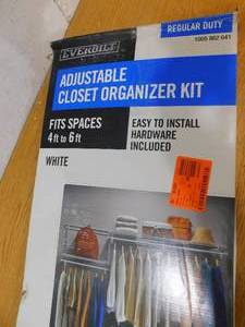lot 97 image: Everbilt 4 ft. - 6 ft. Regular Duty Closet Organizer Kit