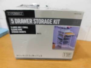 lot 115 image: Everbilt 34.76 in. H x 21.50 in. W White Steel 5-Drawer Close Mesh Wire Basket