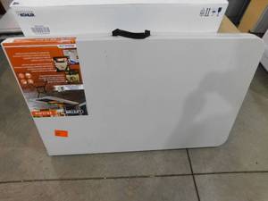 lot 123 image: Lifetime 8 ft. Fold-in-Half Table Almond