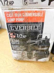 lot 131 image: Everbilt 12 HP Cast Iron Sump Pump