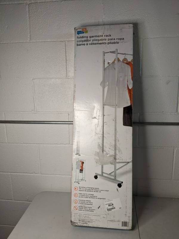 lot 13 image: Honey Can Do Square Tube Folding Garment Rack