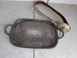 lot 26 image: Vintage Silver-Plated Community Serving Tray & Donaldo Western Wear Belt & Buckle