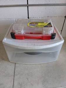 lot 31 image: Plano Stow & Go Organizer and Sterilite Storage Drawer