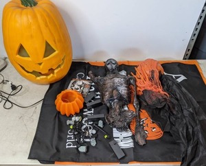 lot 371 image: Halloween Lot Jack-O-Lantern, Candle, Decorations, & More