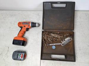 lot 357 image: Black & Decker Cordless Drill with 2 Chargers & Bits