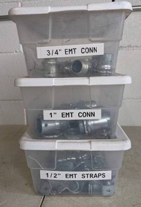 lot 45 image: Electrical Lot 34 and 1 EMT Connectors, 12 EMT Straps