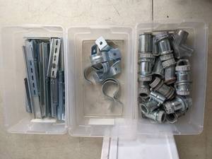 lot 46 image: Electrical Lot 1 Nipples, 2 EMT Straps, DIN Rails