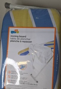 lot 442 image: Honey-Can-Do Deluxe Ironing Board with Retractable Iron Rest in BlueYellow