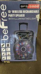 lot 588 image: beFree Sound 15 Inch Bluetooth Rechargeable Party Speaker With Illuminating Lights