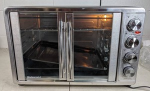 lot 252 image: Elite Gourmet Double French Door Countertop Convection Toaster Oven, Stainless Steel & Black