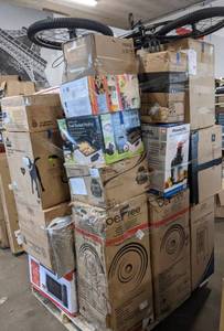 lot 259 image: Huge Pallet of Deals Microwaves, Black and Decker, Storkcraft Dresser, Drone, beFree Speaker, Lawn Mower, Bissell, AND MORE