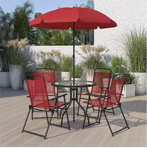 lot 592 image: Flash Furniture Nantucket 6-Pc. Patio Garden Dining Set-Red