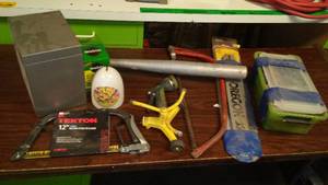 lot 35 image: Misc. Outdoor Lot. Chain Saw Bar, Bow Saw and more.