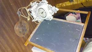 lot 57 image: Vintage Clock, Chalk Board and Damper.