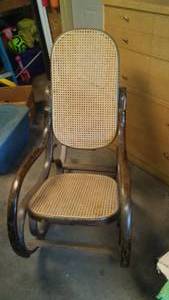 lot 125 image: Bentwood Wicker Rocker - Vintage