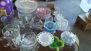 lot 138 image: Glass - Pitcher, Platters & More