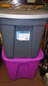 lot 204 image: 3 Covered Totes FULL OF MYSTERY.