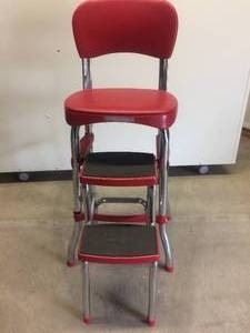 lot 64 image: Cosco 11-120 Retro&nbspRed&nbspSliding Step Stool Chair - Excellent Condition