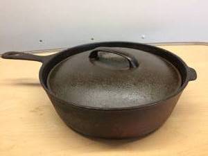 lot 84 image: Cast Iron Deep Skillet with Cover Lid