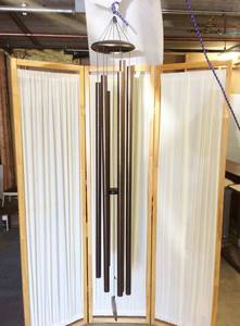 lot 42 image: WOW MSRP $1000 78 Tall & Long Copper Vein Bronze Coated Metal Wind Chime Deep Church Bells - Beautiful Sound - Watch Youtube To Hear How This Wind Chime Sounds
