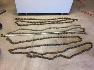 lot 90 image: Lot Of 3 Old Long Thick Towing&nbspChains 22, 17 & 17