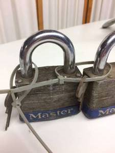 lot 94 image: Lot Of 2 Vintage Jumbo Master Locks #15 With Keys