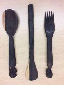 lot 46 image: African Figural Wooden Serving Utensils - Great Condition
