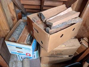 Lot of (9) Boxes of Cut Firewood&nbsp