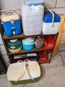 Functional 3-Tier Metal Shelf with All Contents Ice Bucket, Gott, Igloo, Coleman, Coca-Cola, and More