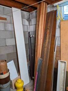 Assortment of Wood Pieces, Planters, Light Fixture, Insulation, Reflective Layers, Etc.&nbsp