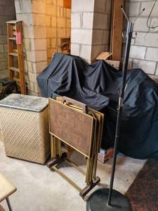Vintage Harvey Hamper, TV Trays with Stand, Coat Rack&nbsp